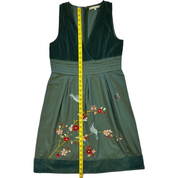 Uttam Boutique Embroidered Cotton dress, Green, Sz UK M - Picture 14 of 15